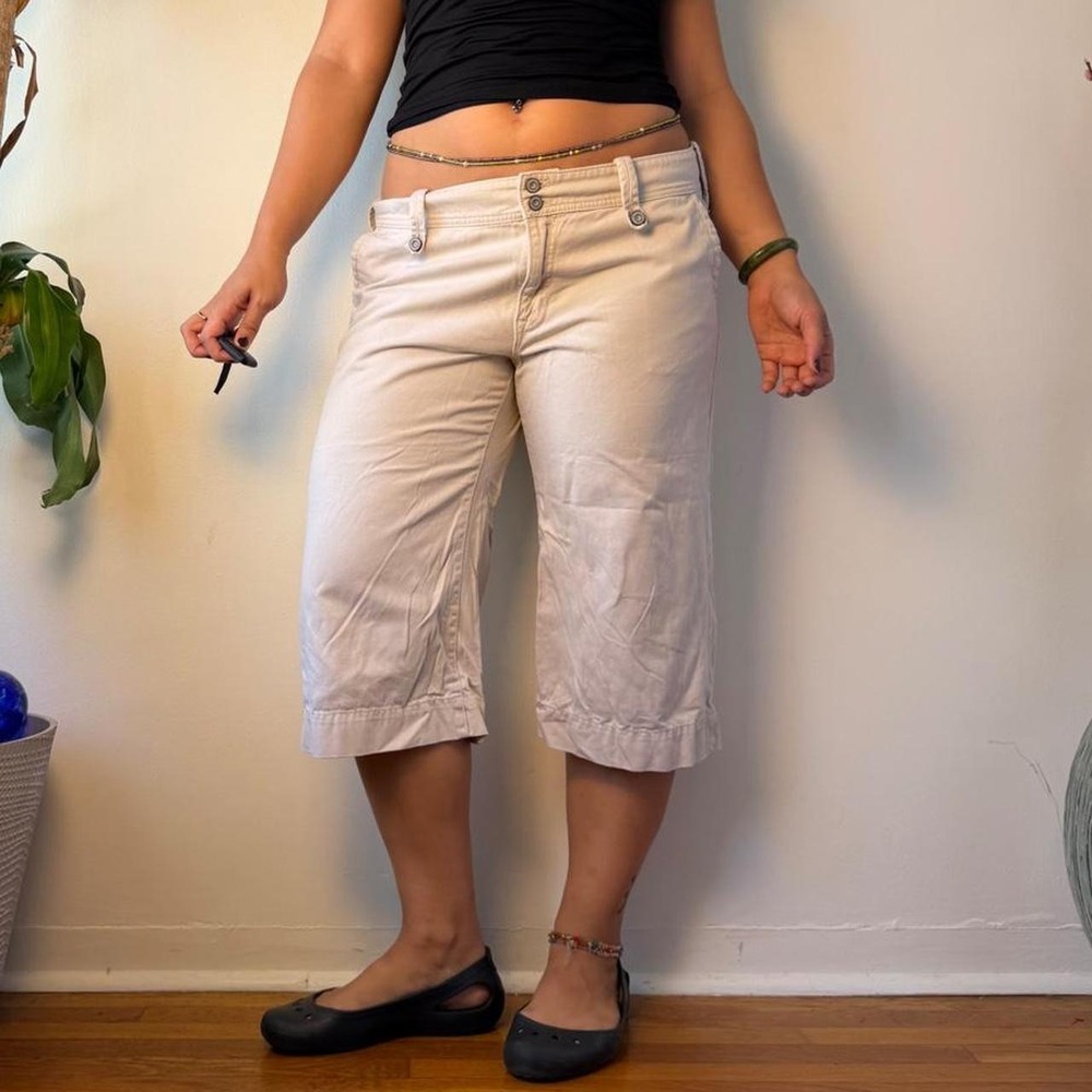 Vintage Gap Cream Gaucho Capris Trousers Low Rise Wide Leg 14